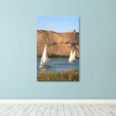 Egypte, Aswan, Nijl, Felucca-zeilboten, Canvas Afdruk (Insitu (Houten vloer))