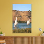 Egypte, Aswan, Nijl, Felucca-zeilboten, Canvas Afdruk (Insitu (Woonkamer))