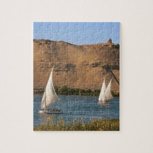Egypte, Aswan, Nijl, Felucca-zeilboten, Legpuzzel