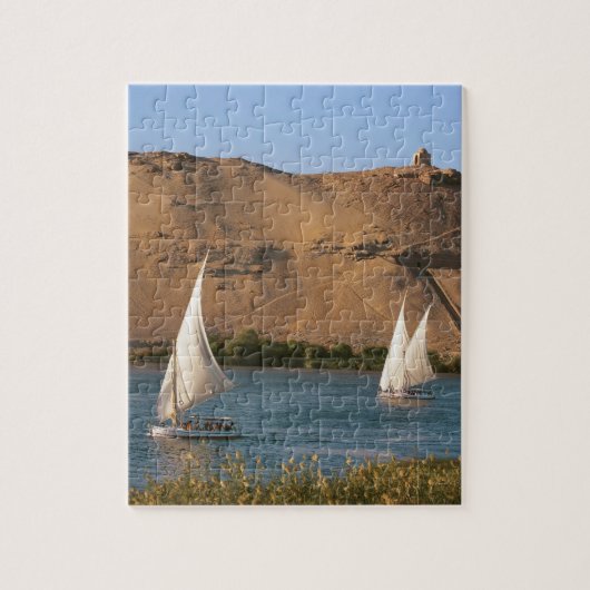 Egypte, Aswan, Nijl, Felucca-zeilboten, Legpuzzel (Verticaal)