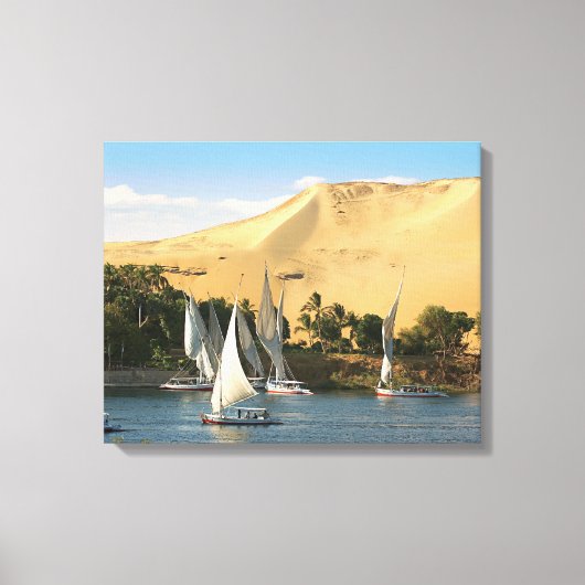 Egypte, Aswan, Nijl, Feluccazeilboten, 2 Canvas Afdruk (Voorkant)