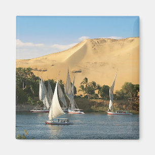 Egypte, Aswan, Nijl, Feluccazeilboten, 2 Magneet