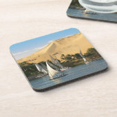 Egypte, Aswan, Nile River, Felucca-zeilboten, 2 Bier Onderzetter (Linkerzijde)