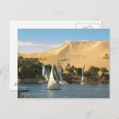 Egypte, Aswan, Nile River, Felucca-zeilboten, 2 Briefkaart (Voorkant / Achterkant)