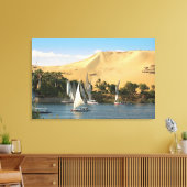 Egypte, Aswan, Nile River, Felucca-zeilboten, 2 Canvas Afdruk (Insitu (Woonkamer))