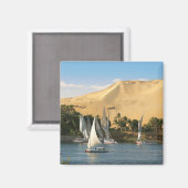 Egypte, Aswan, Nile River, Felucca-zeilboten, 2 Magneet (Voorkant / Achterkant)