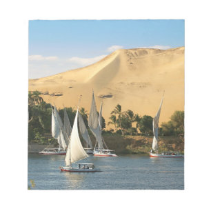 Egypte, Aswan, Nile River, Felucca-zeilboten, 2 Notitieblok