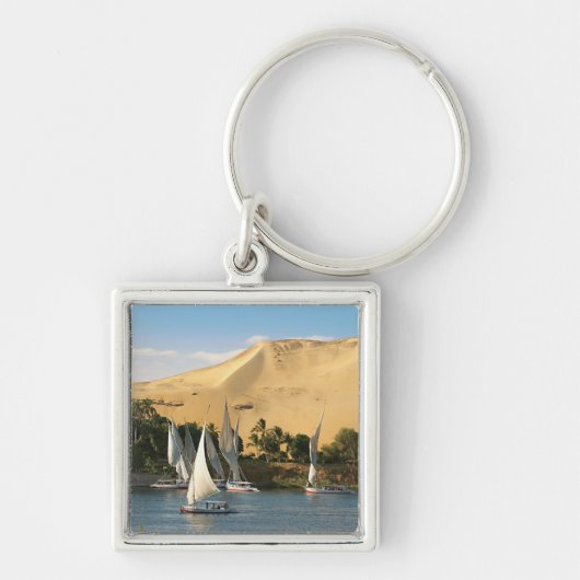 Egypte, Aswan, Nile River, Felucca-zeilboten, 2 Sleutelhanger (Voorkant)