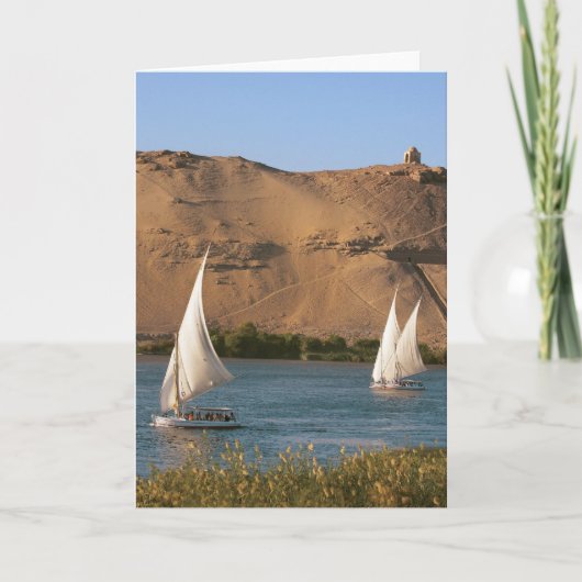 Egypte, Aswan, Nile River, Felucca-zeilboten, Feestdagen Kaart (Voorkant)