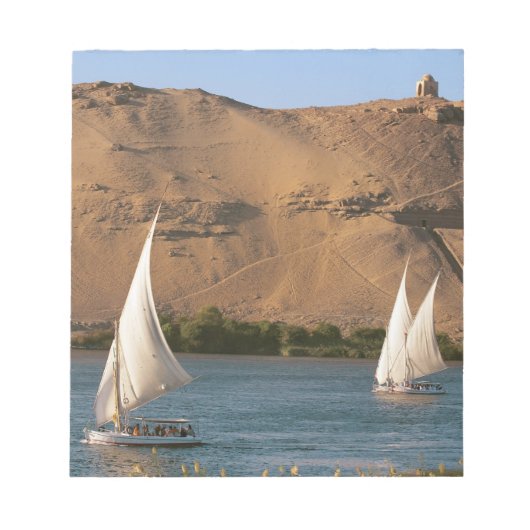 Egypte, Aswan, Nile River, Felucca-zeilboten, Notitieblok (Voorkant)