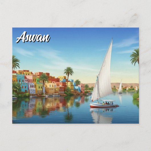 Egypte Aswan Nubisch dorp Reizen Briefkaart (Voorkant)