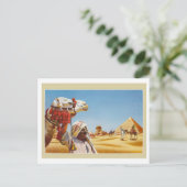 Egypte, badouin met zijn kameel voor piramiden briefkaart (Staand voorkant)
