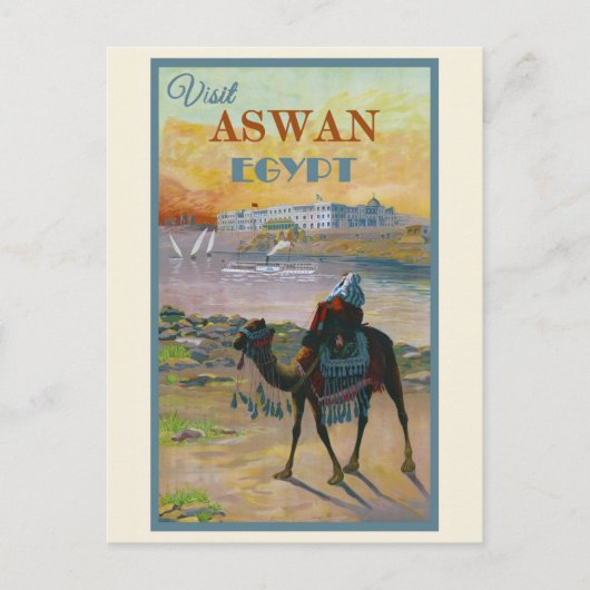 Egypte  bezoek Aswan Travel Briefkaart (Voorkant)