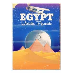 Egypte - Bezoek de piramides Vintage reisposter Foto Afdruk