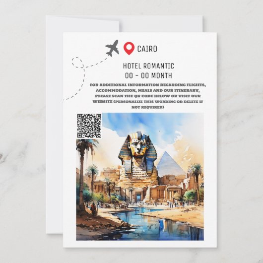 Egypte Caïro bestemming bruiloft foto opslaan datu Save The Date (Achterkant)