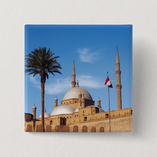 Egypte, Caïro, Citadel, Muhammad Ali Moskee Vierkante Button 5,1 Cm (Voorkant)