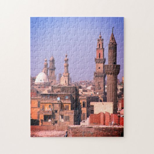 Egypte, Caïro-daken, minaretten van de oude stad Legpuzzel (Verticaal)