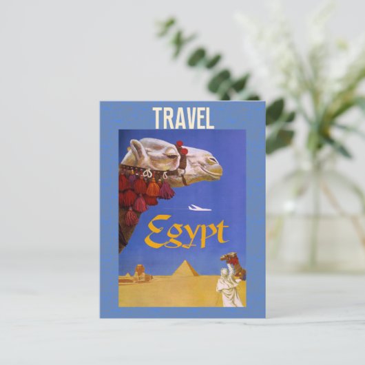 Egypte Camel Pyramid Desert Travel Briefkaart (Staand voorkant)