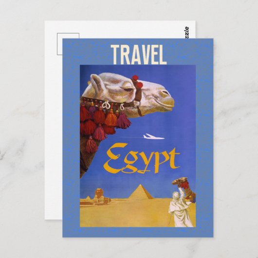  Egypte Camel Pyramid Desert Travel Briefkaart (Voorkant / Achterkant)