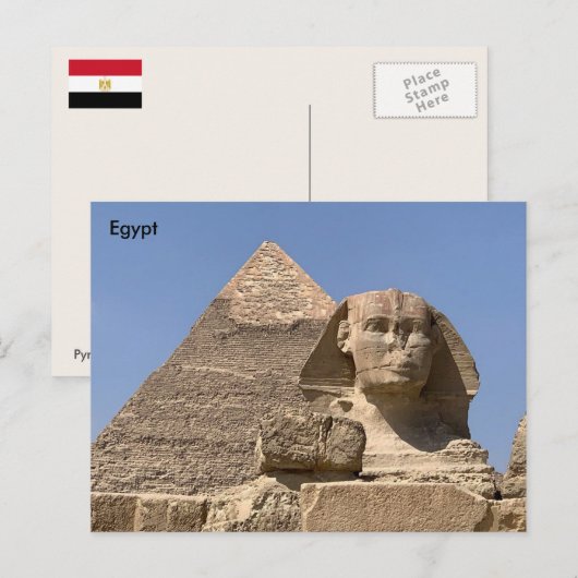 Egypte, de piramide van de Cheops en de Grote Sfin Briefkaart (Voorkant / Achterkant)