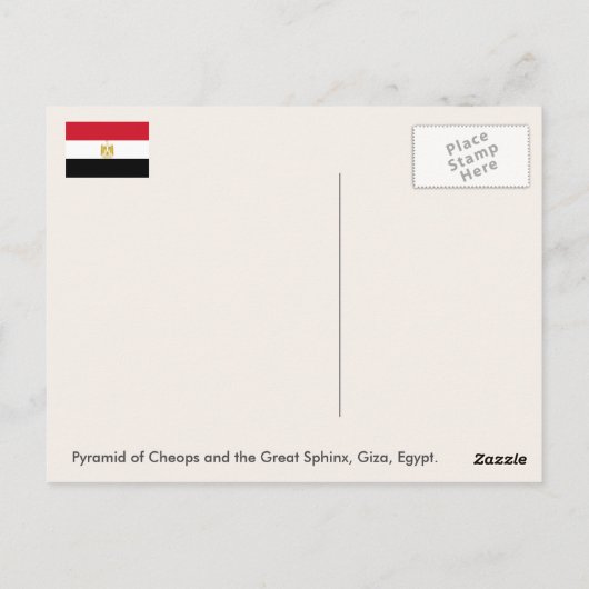 Egypte, de piramide van de Cheops en de Grote Sfin Briefkaart (Achterkant)
