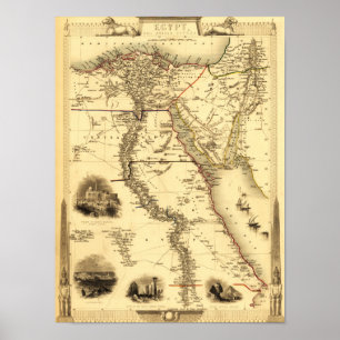 Egypte en ArabiëPanoramische kaartEgypte Poster