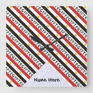Egypte en de Egyptische vlag met Jouw naam Vierkante Klok