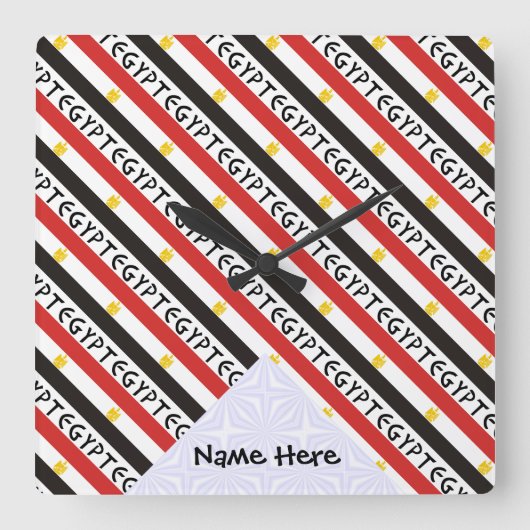 Egypte en de Egyptische vlag met Jouw naam Vierkante Klok (Voorkant)