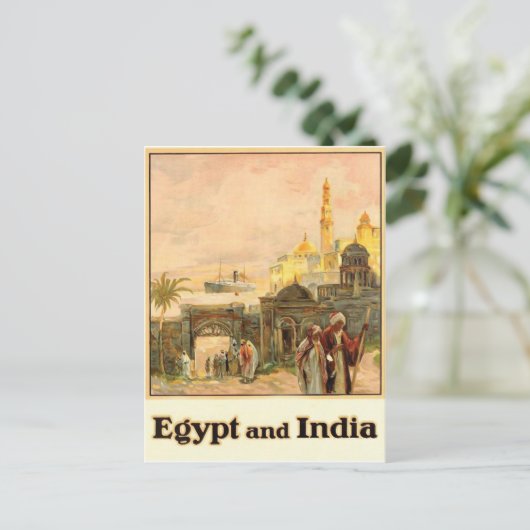 Egypte en India, vintage-reizen Briefkaart (Staand voorkant)