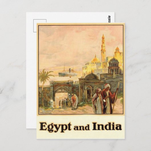 Egypte en India, vintage-reizen Briefkaart (Voorkant / Achterkant)