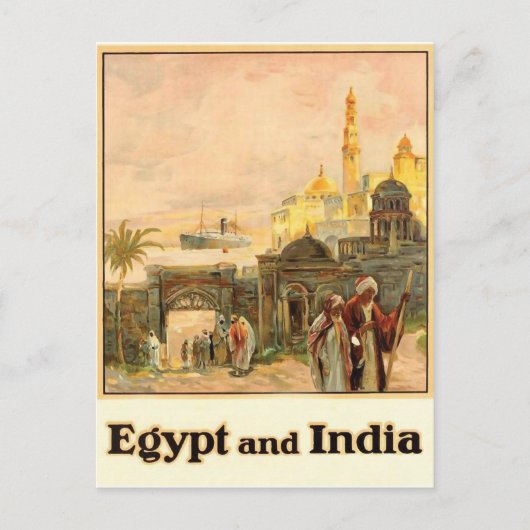 Egypte en India, vintage-reizen Briefkaart (Voorkant)