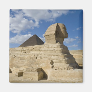 Egypte, Giza. De grote Sfinx verrijst boven de 2 Magneet