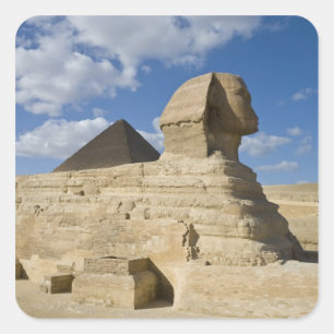 Egypte, Giza. De grote Sfinx verrijst boven de 2 Vierkante Sticker