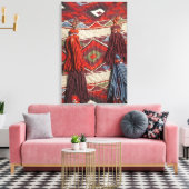 Egypte, Giza. Kamelendeken bij de Piramides van Canvas Afdruk (Insitu (Woonkamer))