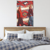 Egypte, Giza. Kamelendeken bij de Piramides van Canvas Afdruk (Insitu (Slaapkamer))