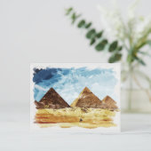 Egypte Giza Pyramids Historische Waterverf Souveni Briefkaart (Staand voorkant)