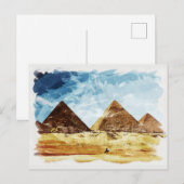 Egypte Giza Pyramids Historische Waterverf Souveni Briefkaart (Voorkant / Achterkant)
