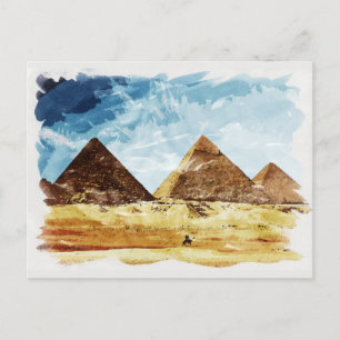 Egypte Giza Pyramids Historische Waterverf Souveni Briefkaart