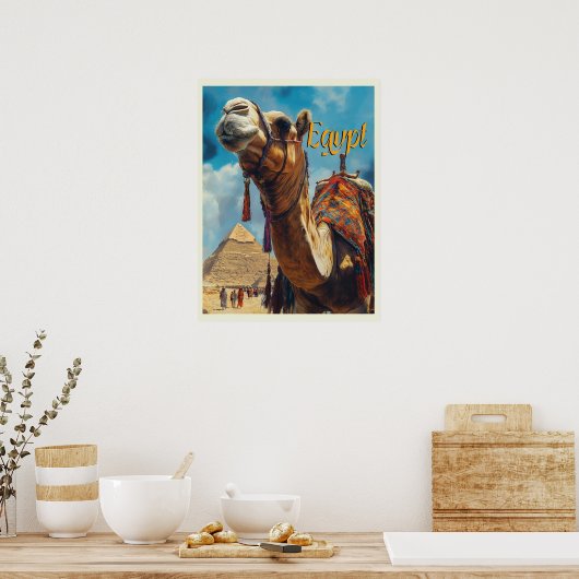 Egypte Gizeh Piramides Vintage Reizen Poster (Keuken)