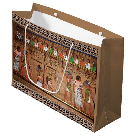Egypte-Hieroglyphs Gift Bag Groot Cadeauzakje (Voorkant Gekanteld)