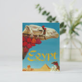 Egypte, kameel op woestijn met piramiden en sphinx briefkaart (Staand voorkant)