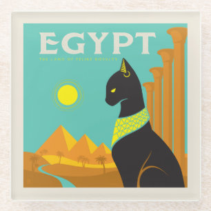 Egypte Land van Feline Royalty Glazen Onderzetter