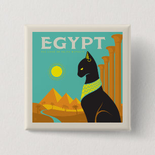 Egypte Land van Feline Royalty Vierkante Button 5,1 Cm