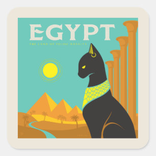 Egypte Land van Feline Royalty Vierkante Sticker