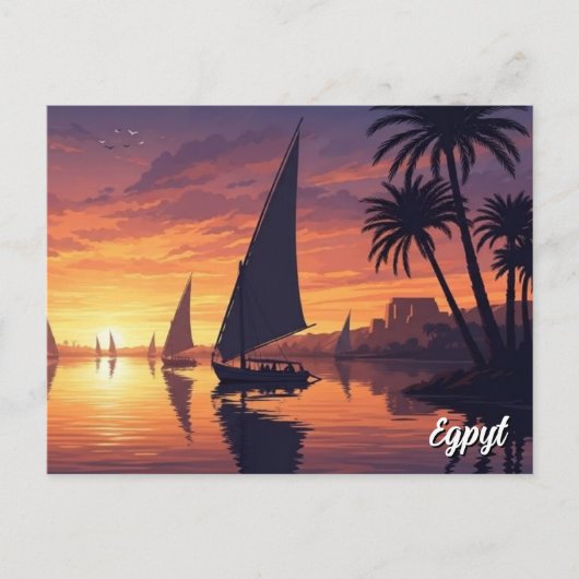 Egypte Nijl Felucca Briefkaart (Voorkant)