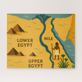 Egypte Nijl Kaart Mystique Puzzel Blauw Goud