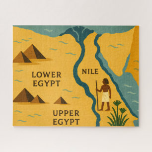 Egypte Nijl Kaart Mystique Puzzel Blauw Goud