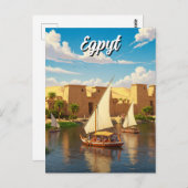 Egypte Nile Felucca Briefkaart (Voorkant / Achterkant)