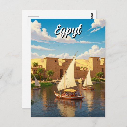 Egypte Nile Felucca Briefkaart (Voorkant / Achterkant)