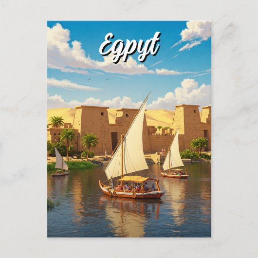 Egypte Nile Felucca Briefkaart (Voorkant)